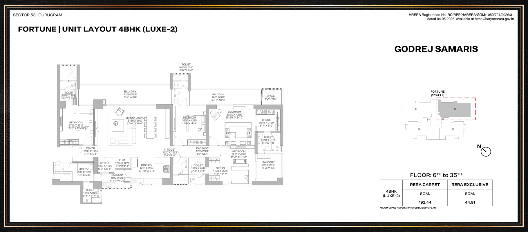 Godrej Samaris 4 BHK Luxe floor plan