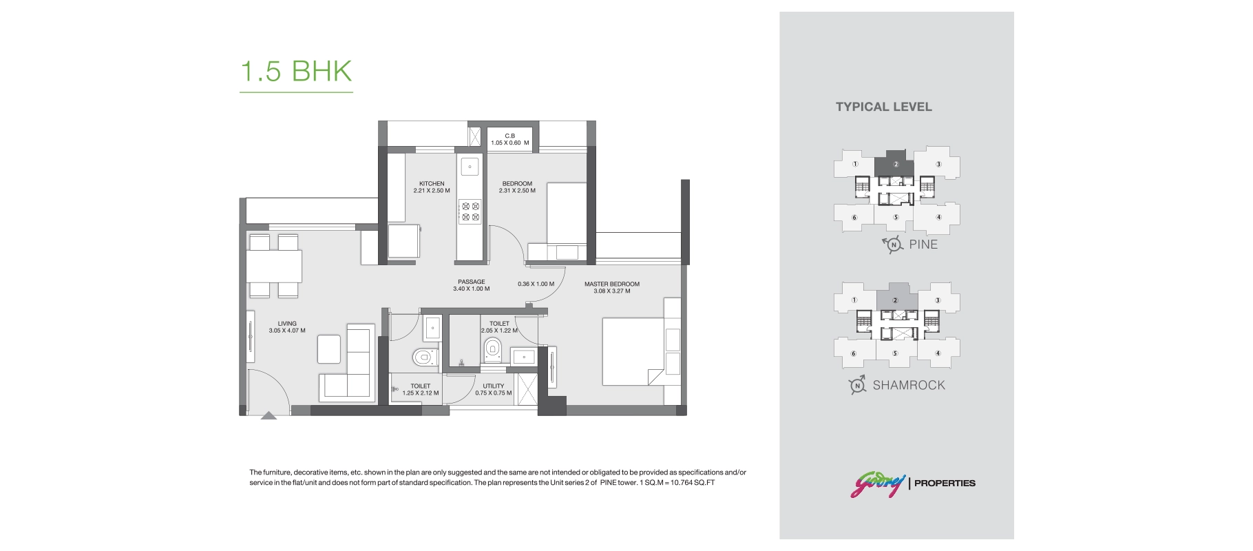 Godrej Emerald 1.5 BHK floor plan