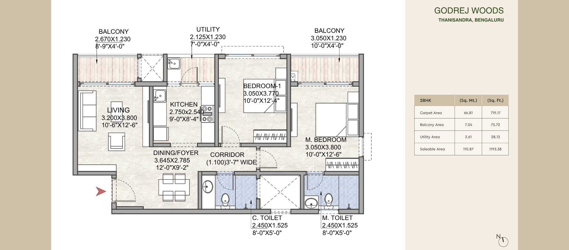Godrej Woods 2 BHK floor plan