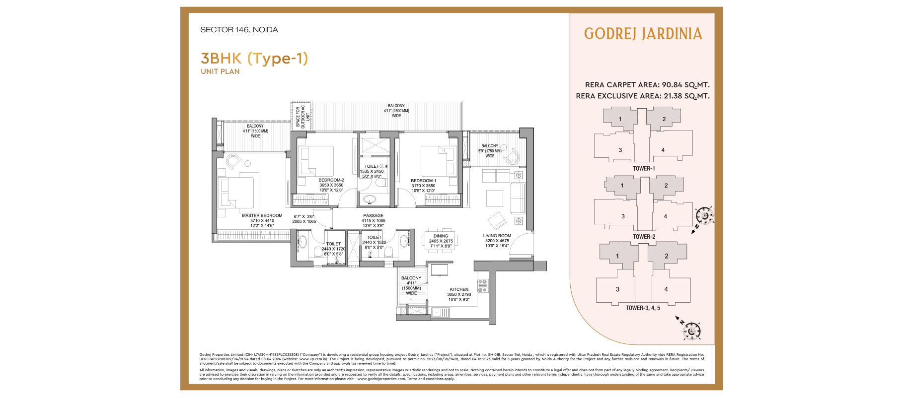 Godrej Jardinia 3 BHK floor plan