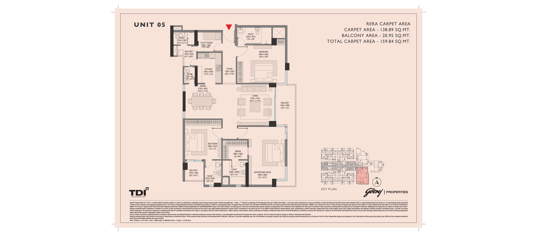 Godrej Connaught One 3 BHK, Type 5 floor plan
