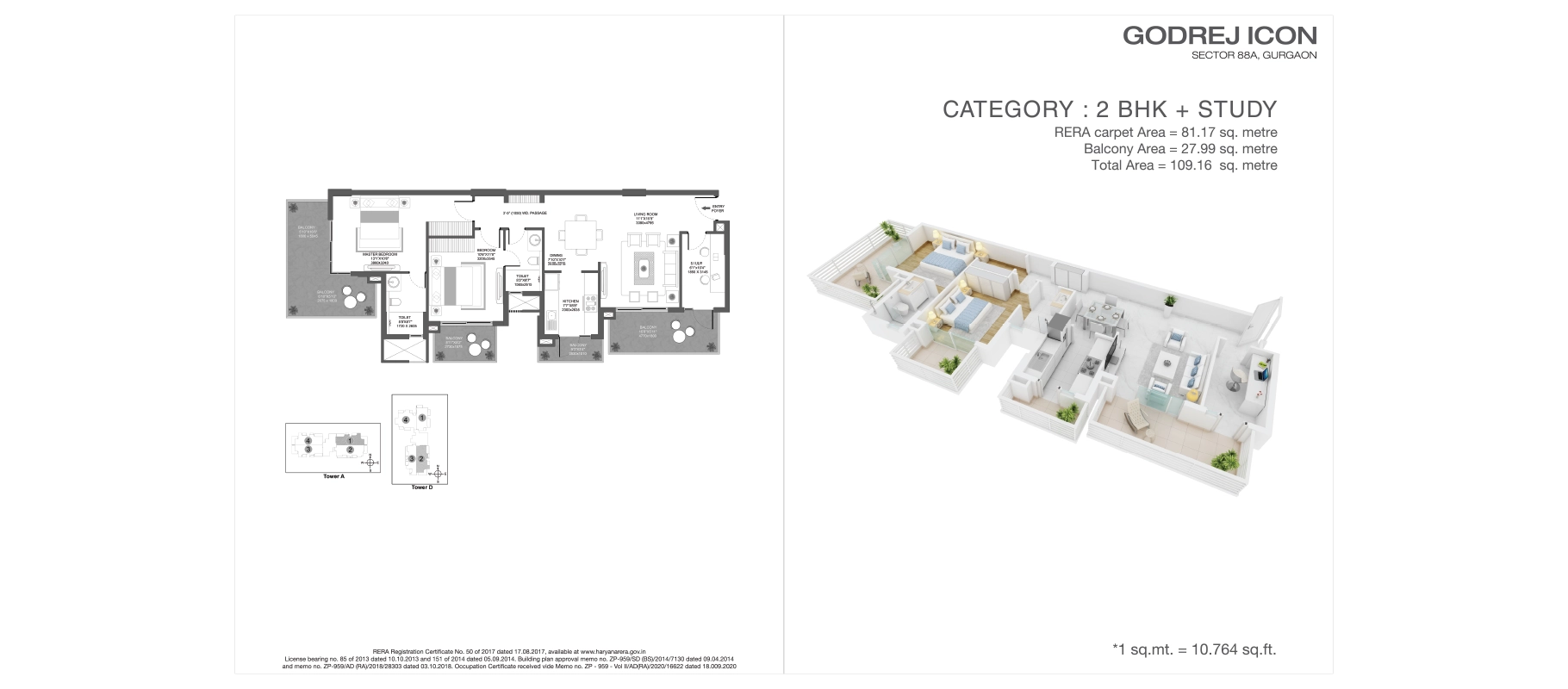 Godrej Icon 2 BHK floor plan
