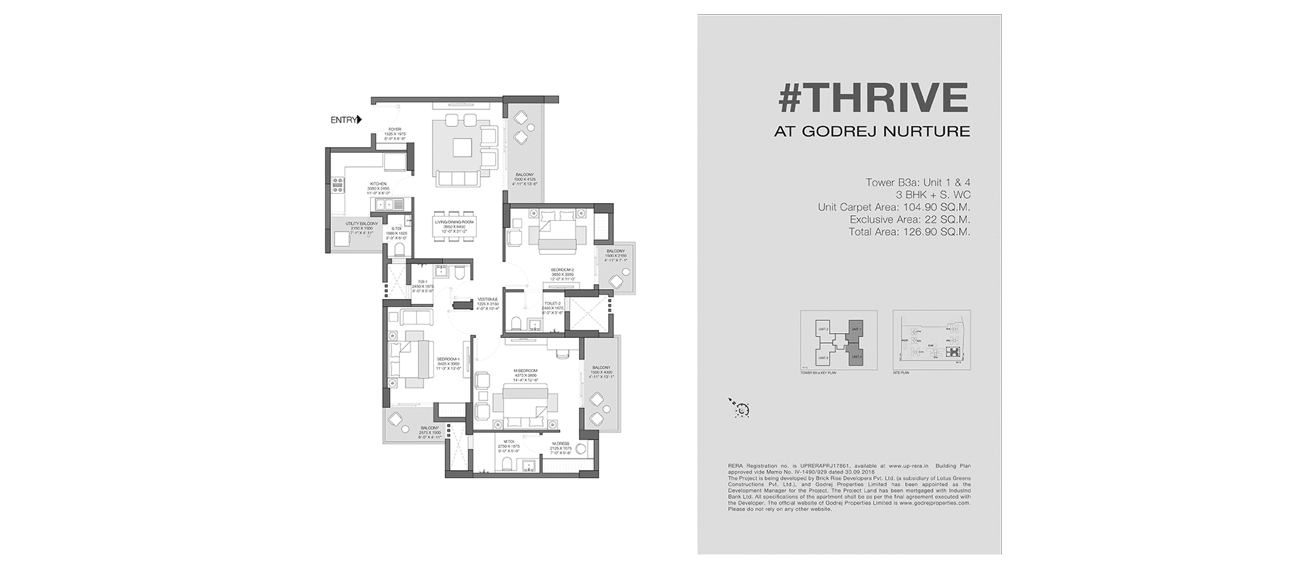 Godrej Nurture 3 BHK floor plan