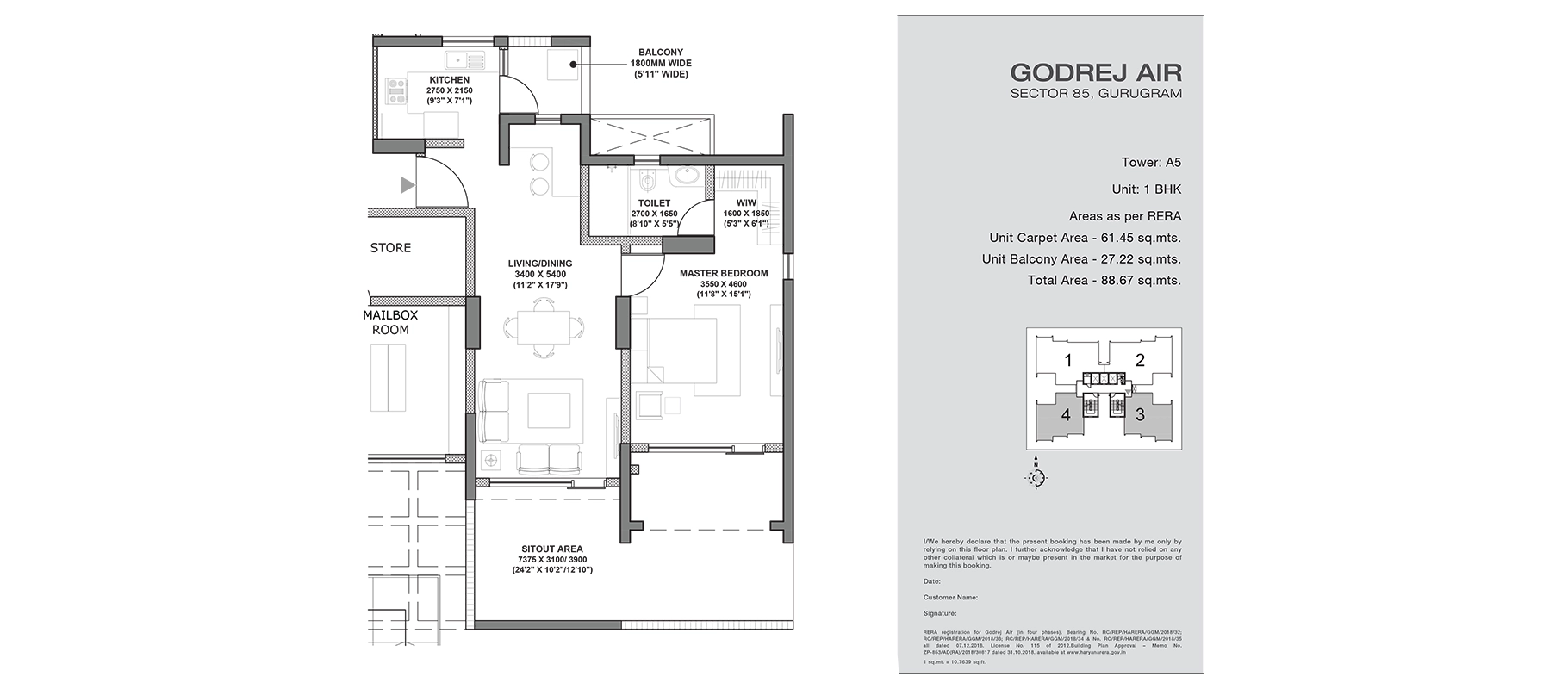 Godrej Air 1 BHK floor plan