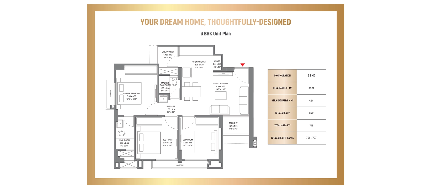 Celeste at Godrej Garden City 3 BHK floor plan