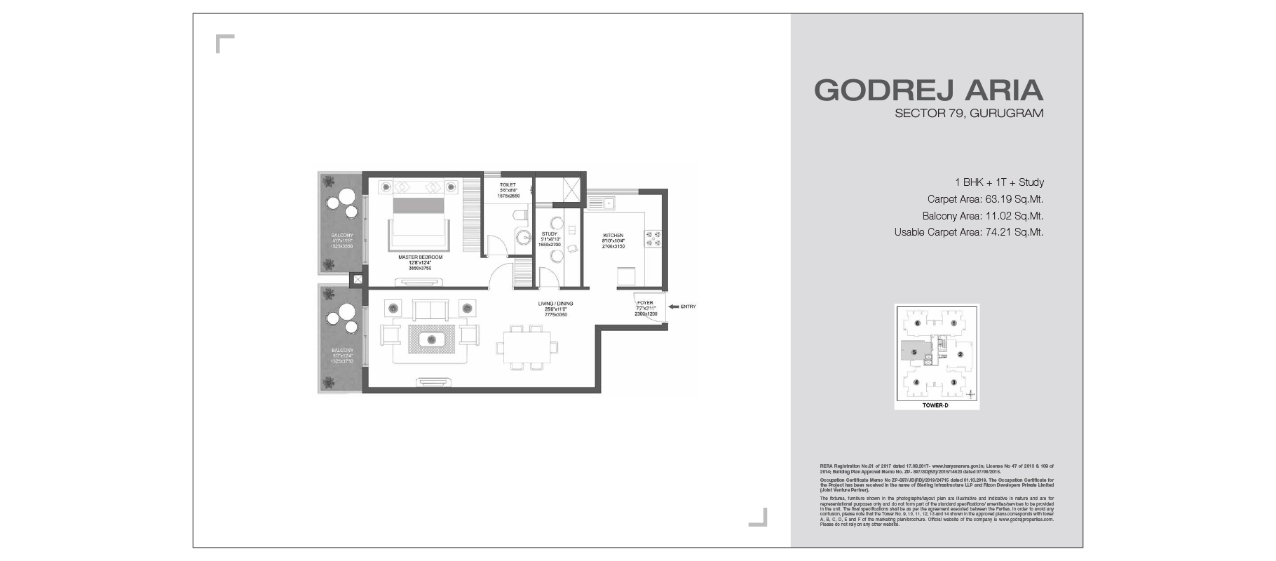 Godrej Aria 1 BHK floor plan