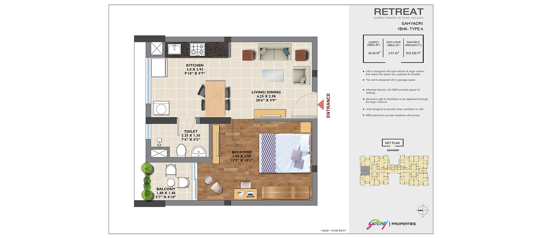 Retreat at Godrej Prakriti 1 BHK floor plan