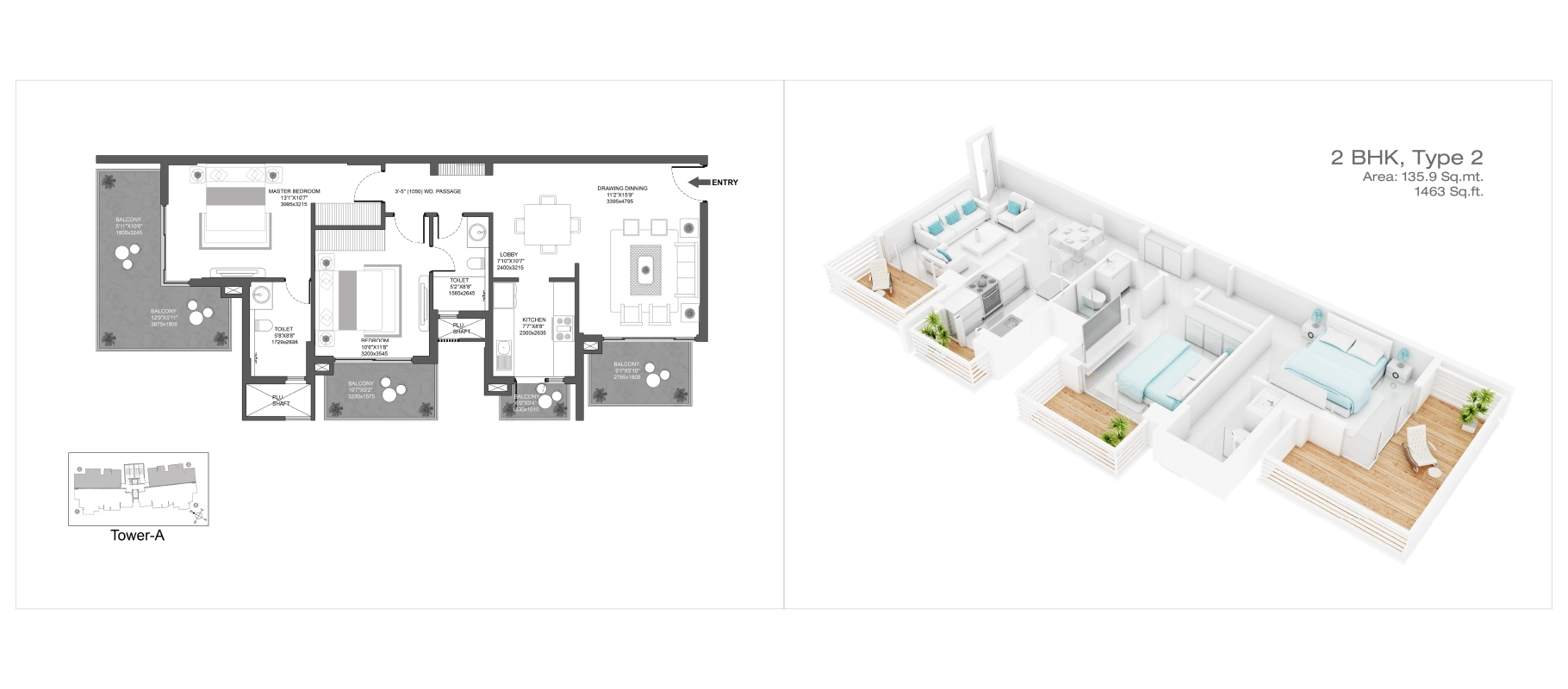Godrej Oasis 2 BHK floor plan