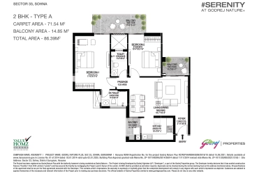 Godrej Nature Plus 2 BHK, Type A floor plan