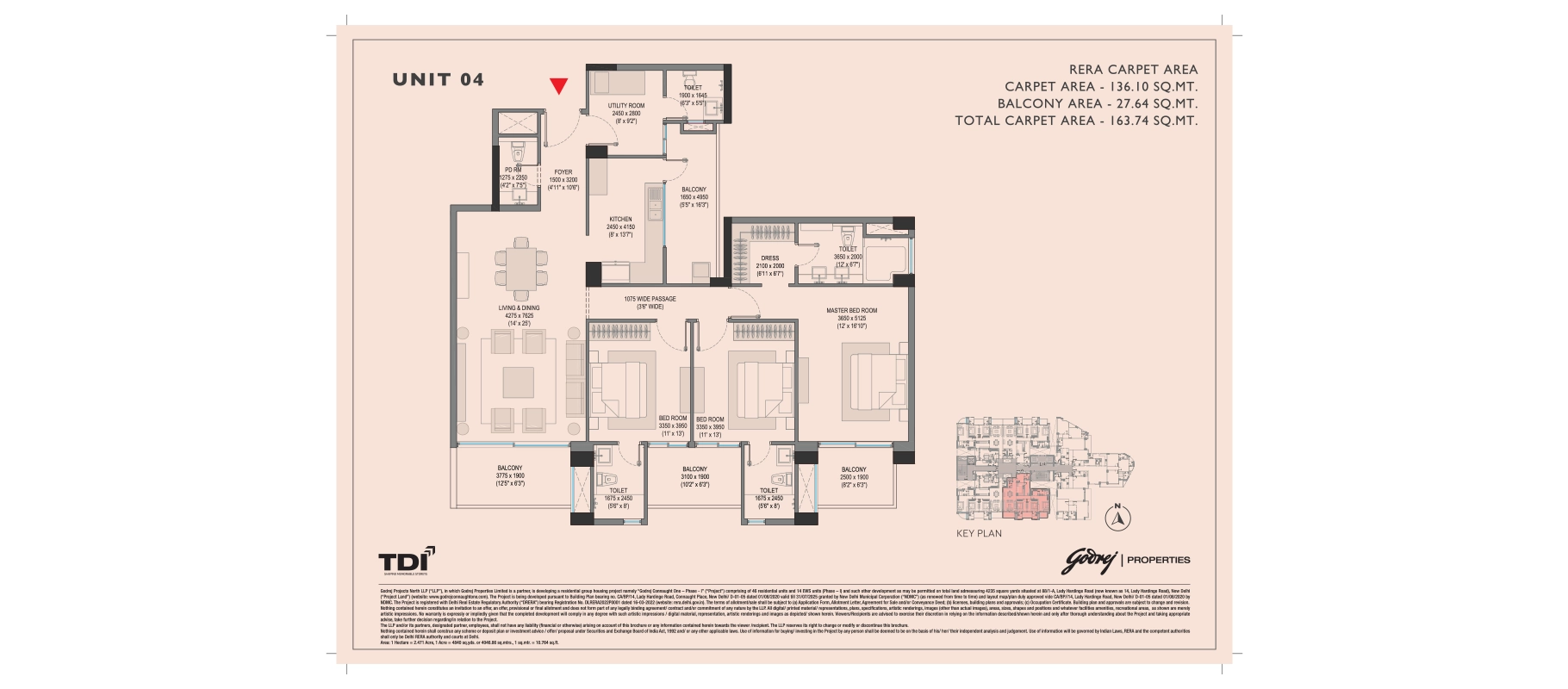 Godrej Connaught One 3 BHK, Type 4 floor plan
