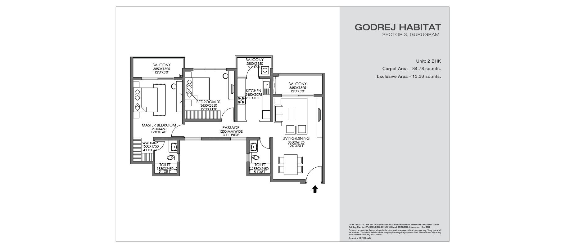 Godrej Habitat 2 BHK floor plan