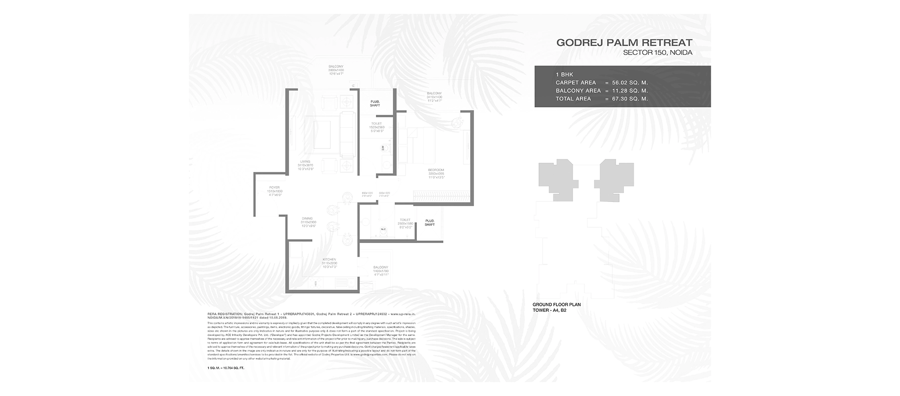 Godrej Palm Retreat 1 BHK floor plan