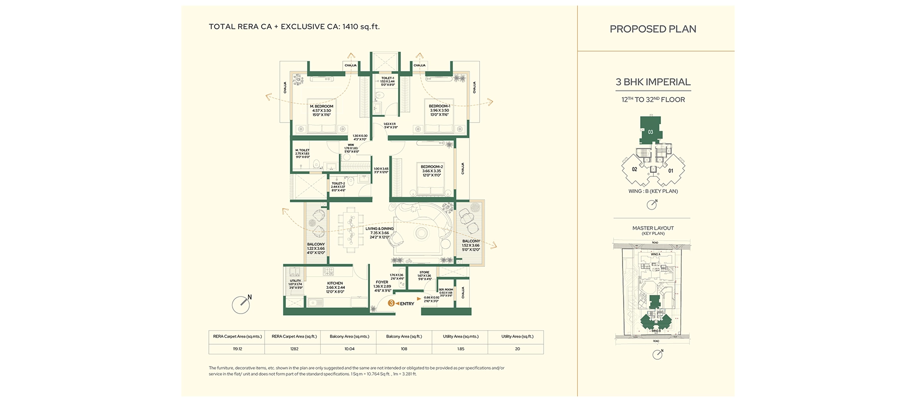 Godrej Five Gardens 3 BHK floor plan