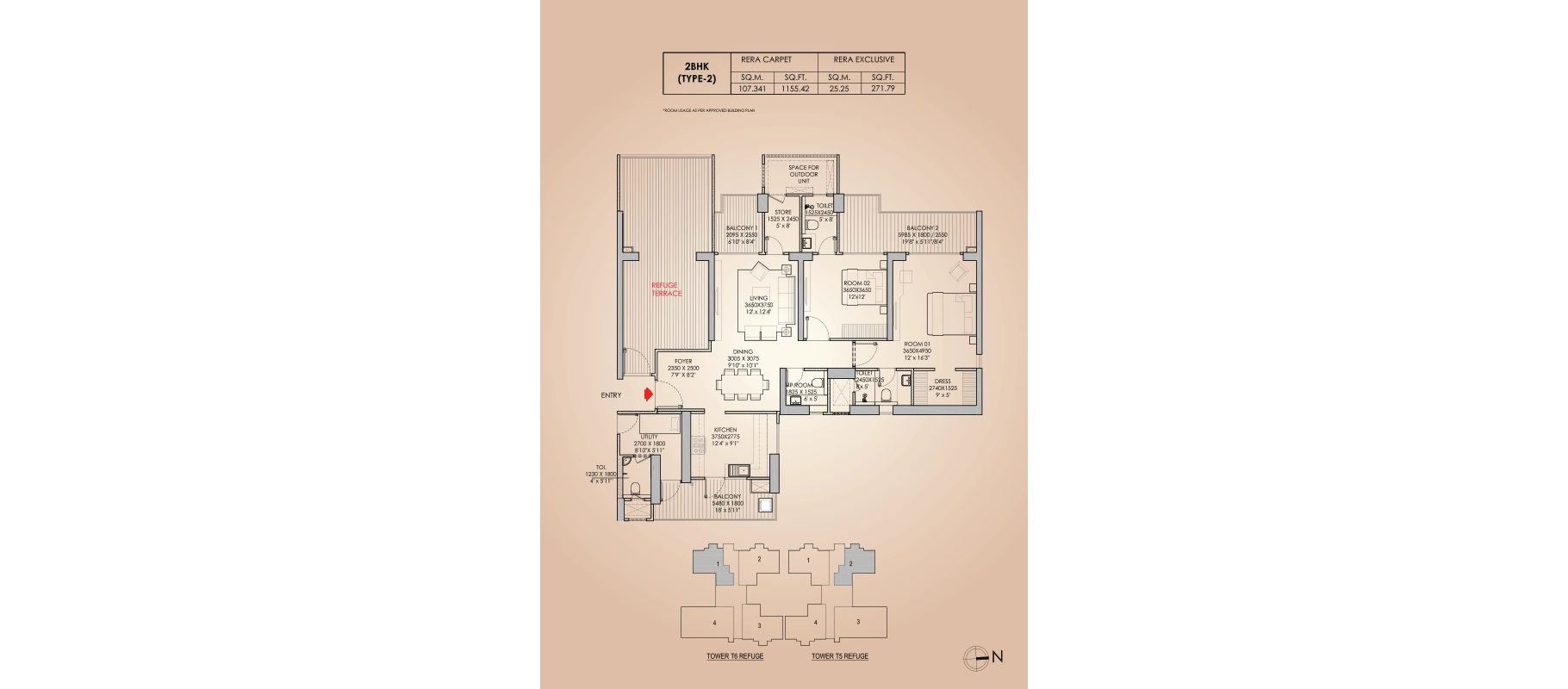 Godrej Aristocrat 2.5 BHK floor plan