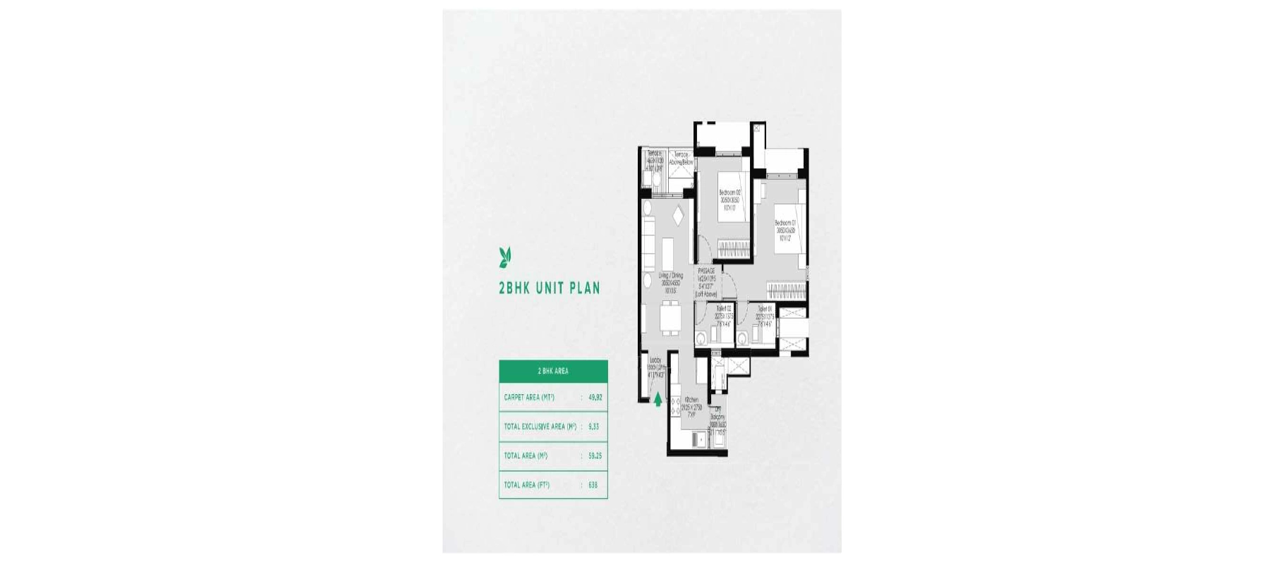Godrej Meadows 2 2 BHK floor plan