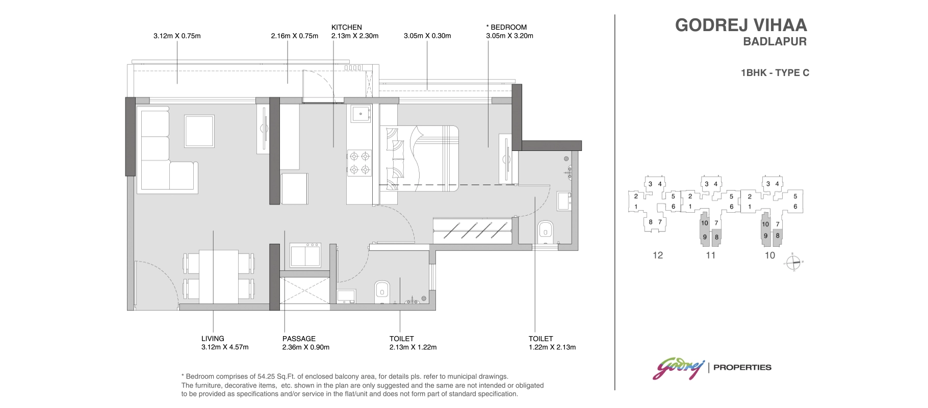 Godrej Vihaa 1 BHK floor plan