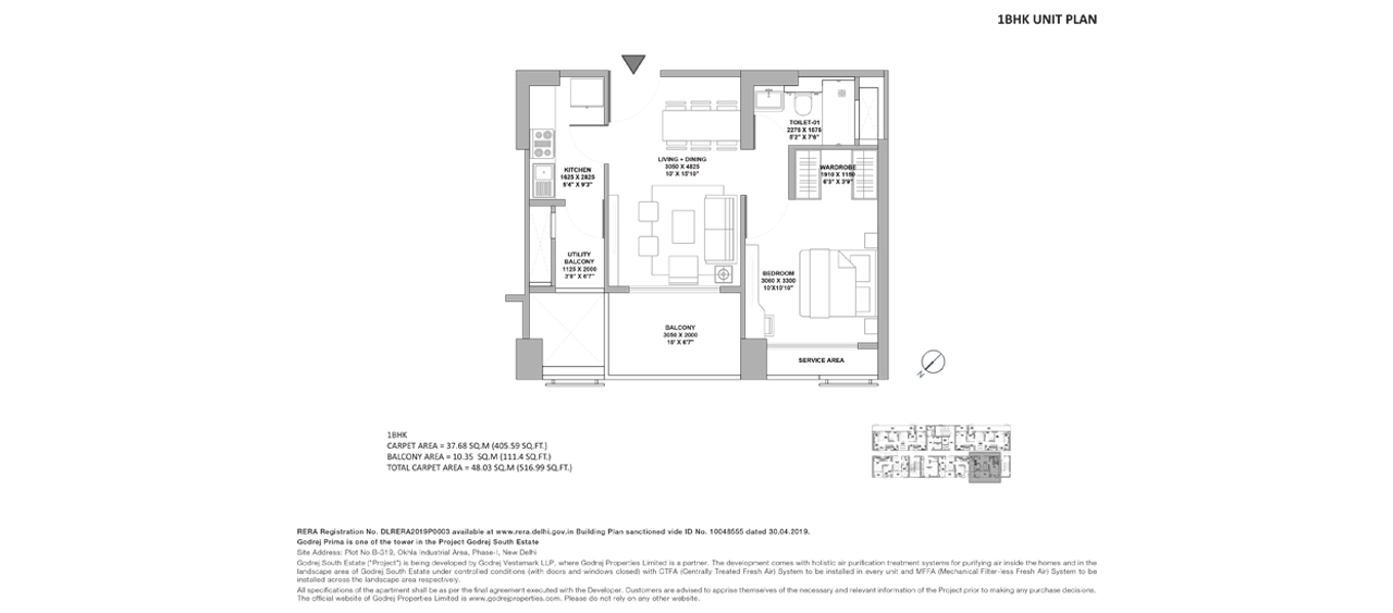 Godrej Prima 1 BHK floor plan