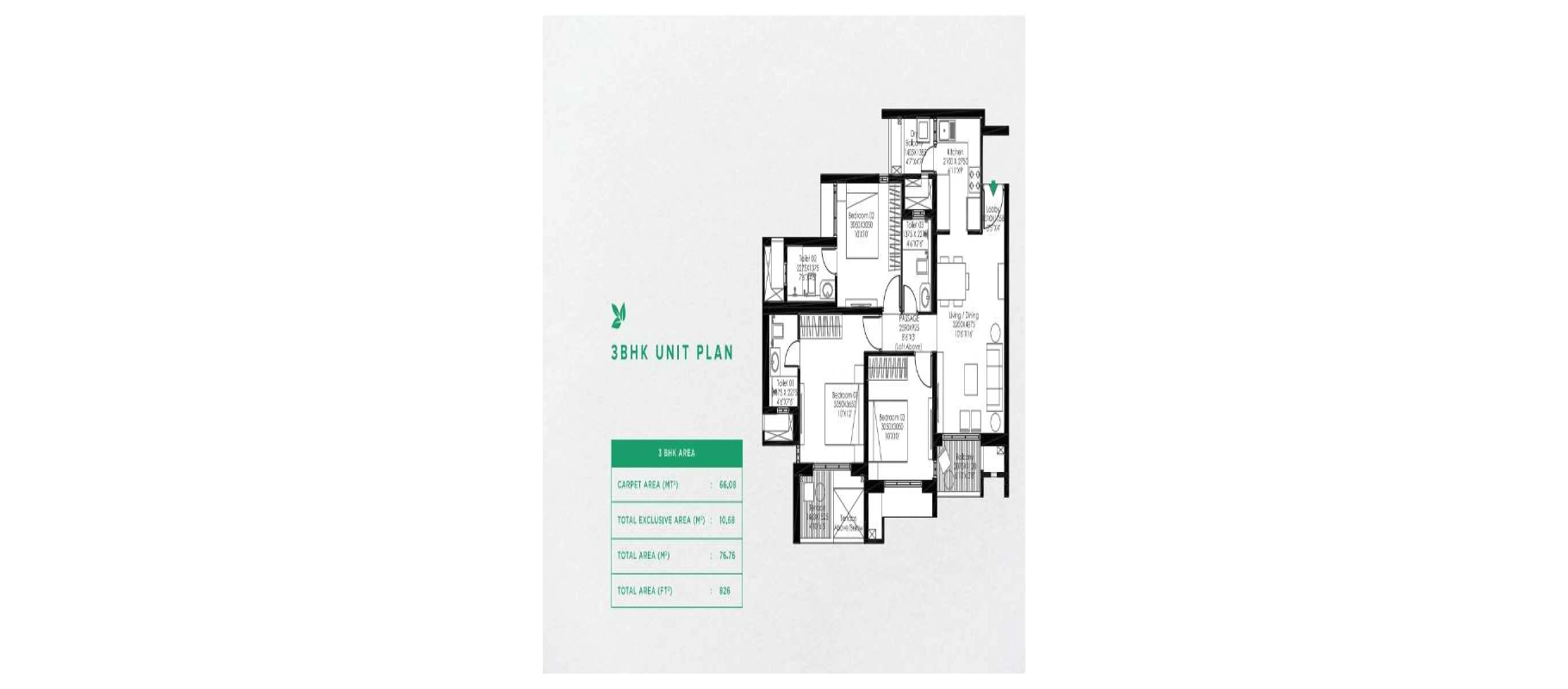 Godrej Meadows 2 3 BHK floor plan
