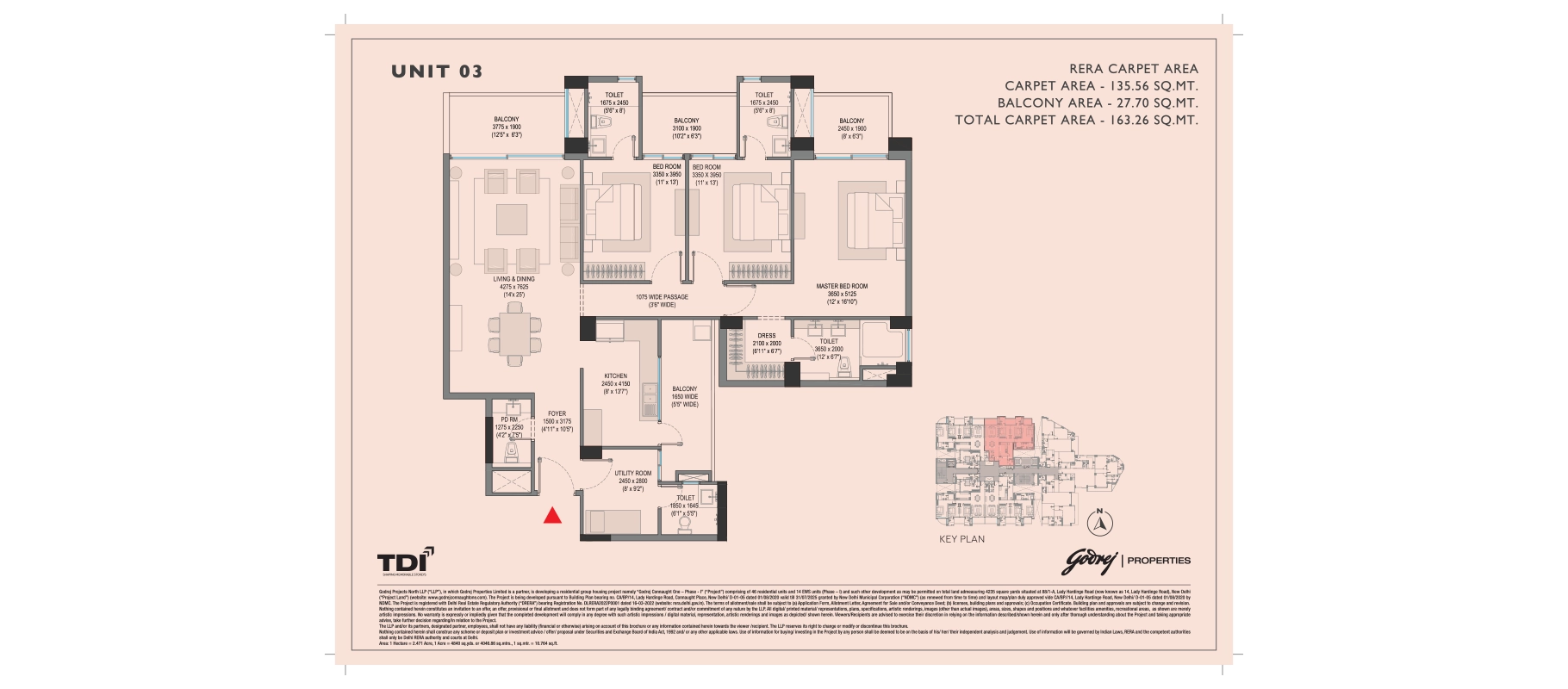 Godrej Connaught One 3 BHK, Type 3 floor plan