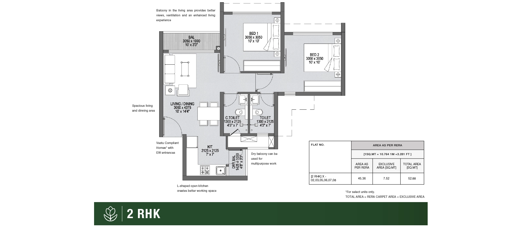Godrej Park Greens 2 BHK floor plan