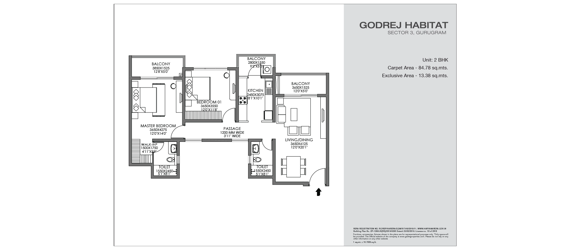 Godrej Habitat 2 BHK floor plan