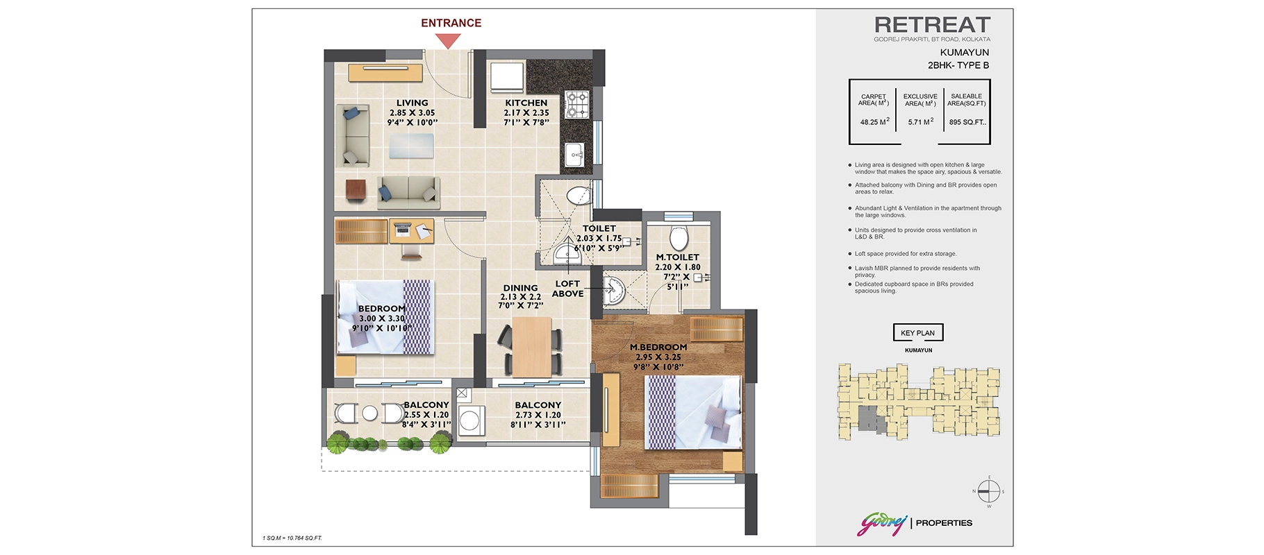 Retreat at Godrej Prakriti 2 BHK floor plan