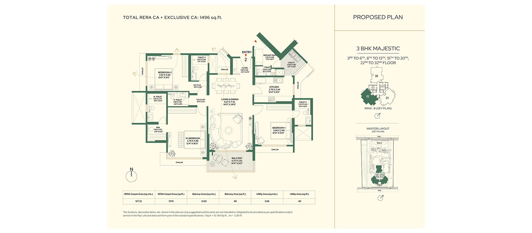 Godrej Five Gardens 3 BHK Majestic floor plan