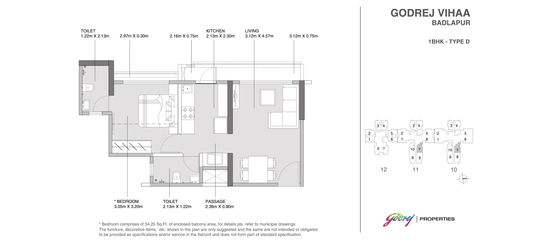 Godrej Vihaa 1 BHK, Type D floor plan