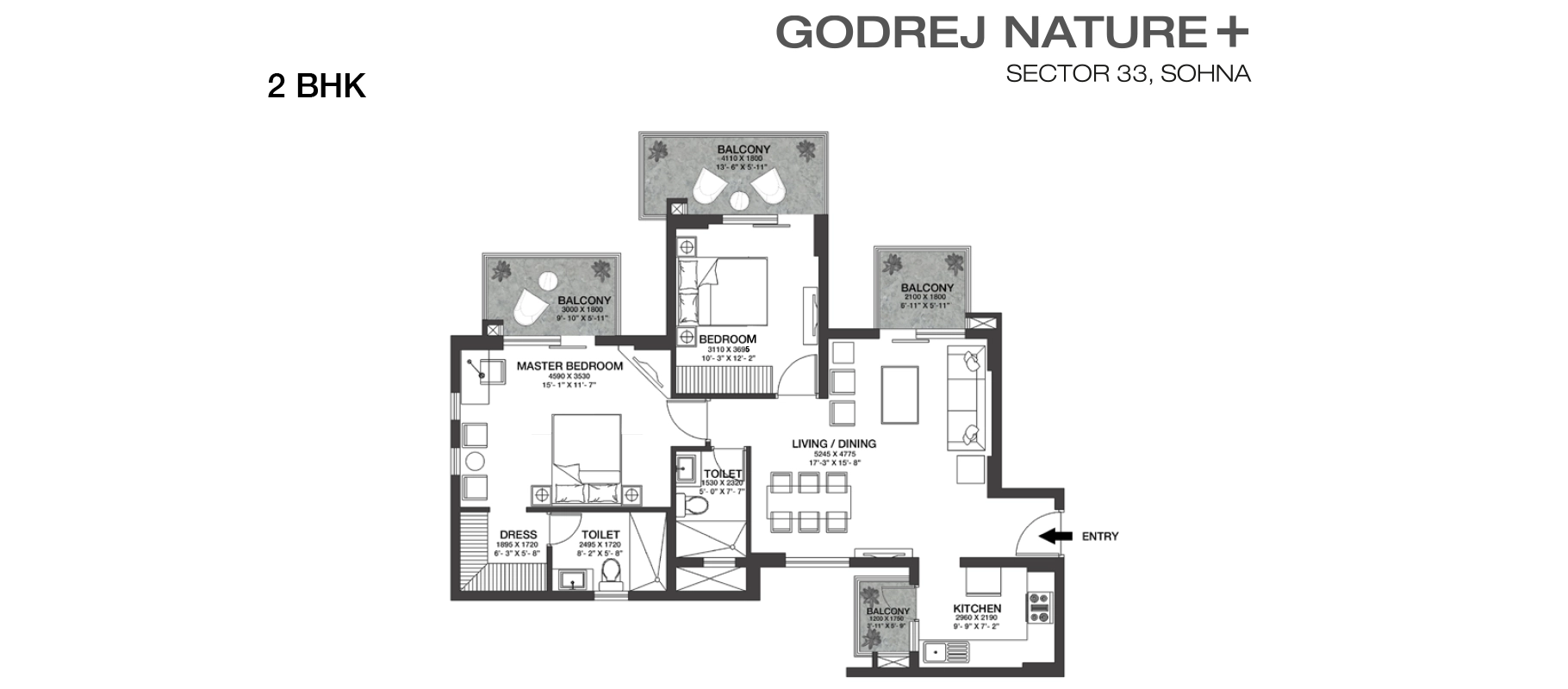 Godrej Nature Plus 2 BHK floor plan