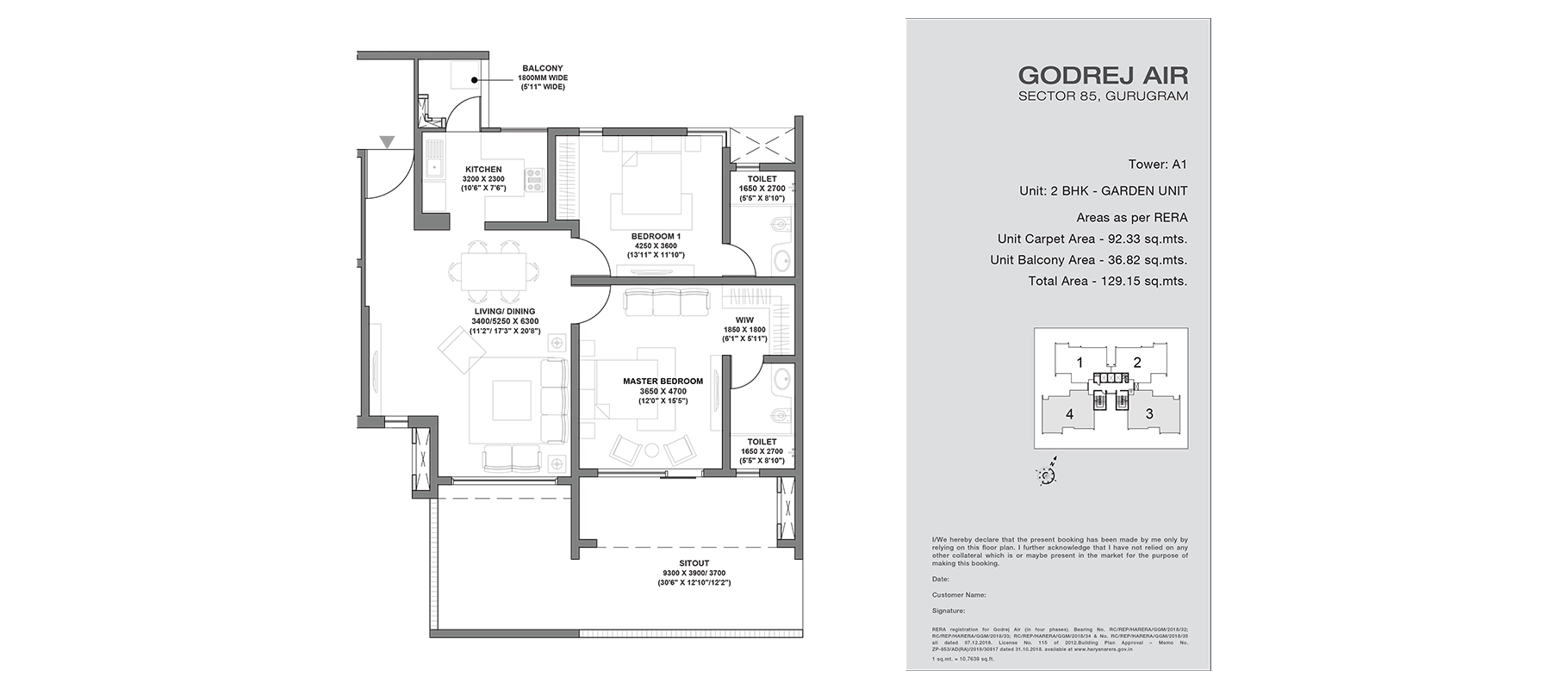 Godrej Air 2 BHK floor plan