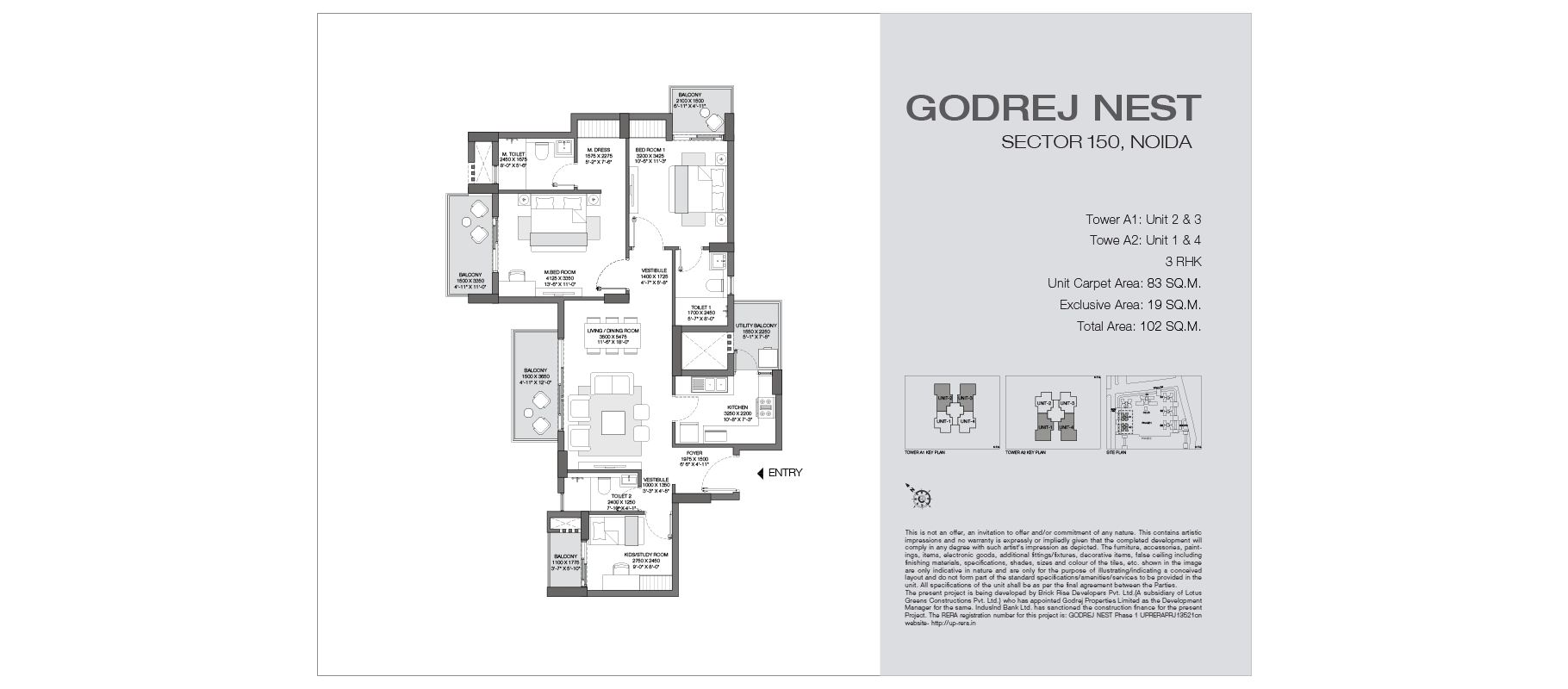 Godrej Nest 3 BHK floor plan
