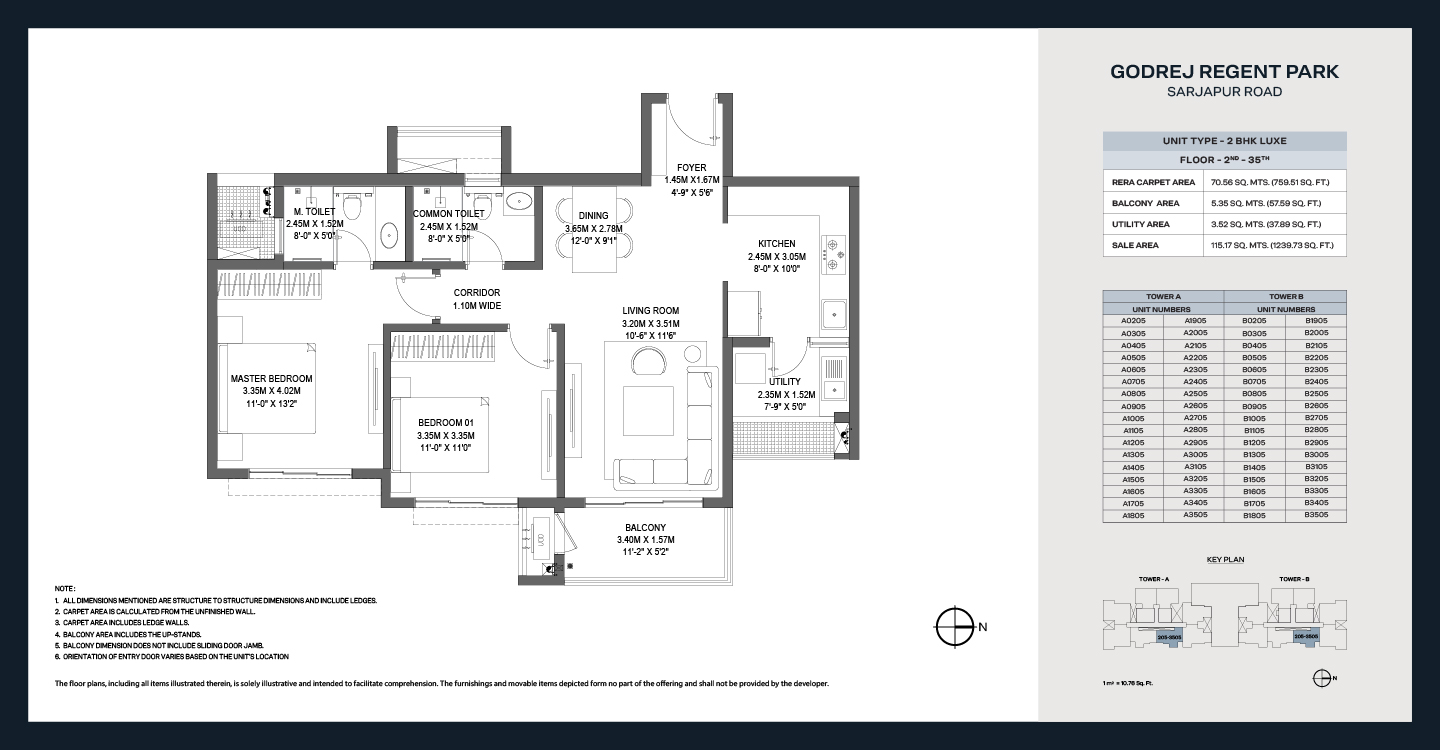 Godrej Regent Park 2 BHK floor plan