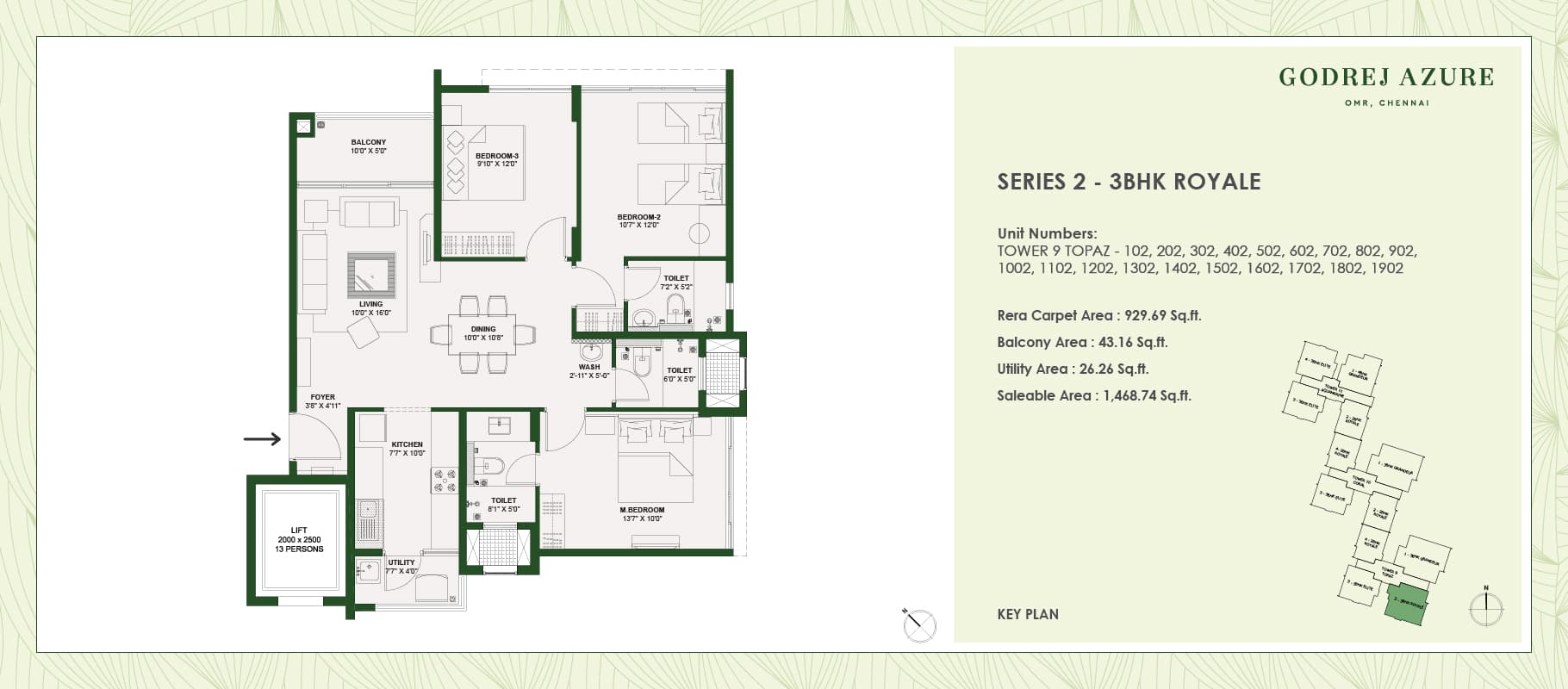 Godrej Azure 3 BHK floor plan
