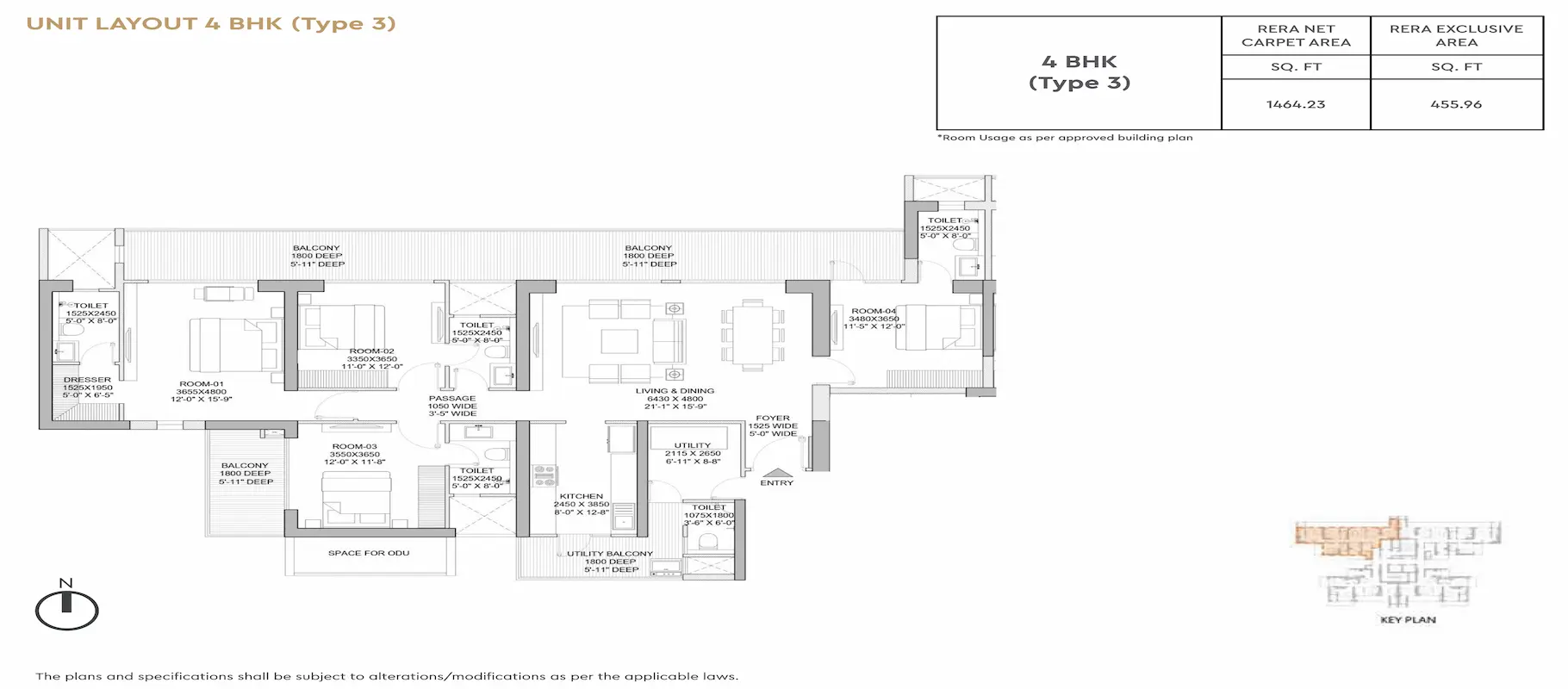 Godrej Zenith 4 BHK, Type 3 floor plan